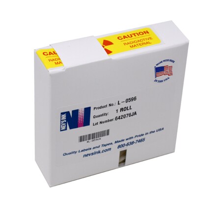 Nevs Labal, Caution Radioactive Material 7/8" x 2-1/4" L-0596